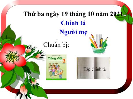 Bài giảng Tiếng Việt Lớp 3 - Chính tả: Người mẹ - Năm học 2021-2022