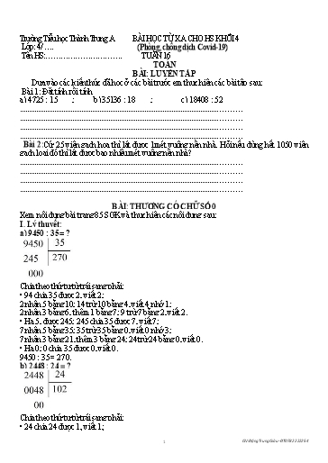 Bài học từ xa các môn Lớp 4 - Tuần 16 - Trường Tiểu học Thành Trung A