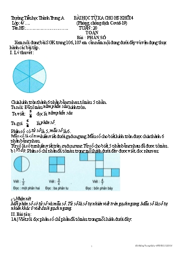 Bài học từ xa các môn Lớp 4 - Tuần 20 - Trường Tiểu học Thành Trung A