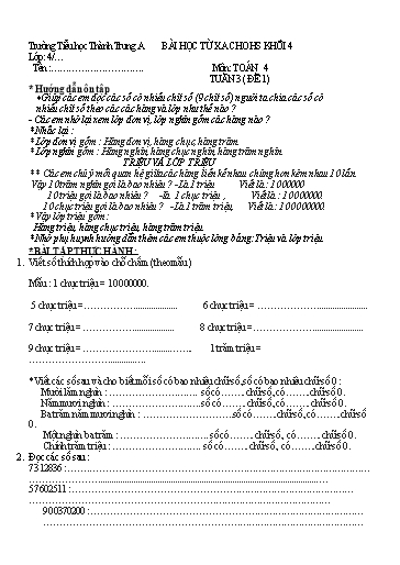 Bài học từ xa các môn Lớp 4 - Tuần 3 - Trường Tiểu học Thành Trung A