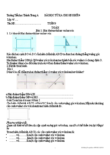 Bài học từ xa các môn Lớp 4 - Tuần 9 - Trường Tiểu học Thành Trun