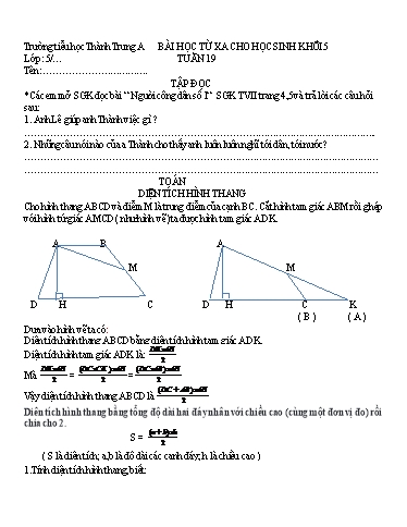 Bài học từ xa các môn Lớp 5 - Tuần 19 - Trường Tiểu học Thành Trung A