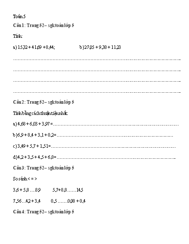Bài ôn tập Lớp 5 - Tuần 11 - Năm học 2021-2022
