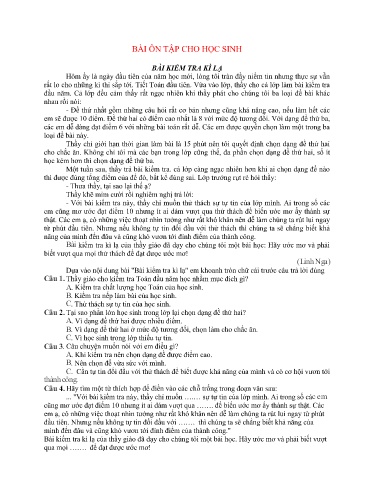 Bài ôn tập môn Tiếng Việt Lớp 3 (Có đáp án)