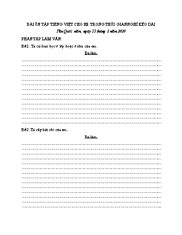 Bài ôn tập Tiếng Việt Lớp 4 - Ngày 13/2 - Năm học 2019-2020 - Trường Tiểu học Tân Quới A