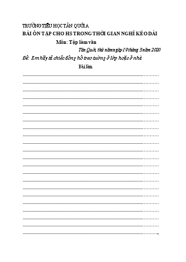 Bài ôn tập Tiếng Việt Lớp 4 - Ngày 19, 20/3 - Năm học 2019-2020 - Trường Tiểu học Tân Quới A