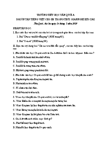 Bài ôn tập Tiếng Việt Lớp 4 - Ngày 24/3 - Năm học 2019-2020 - Trường Tiểu học Tân Quới A