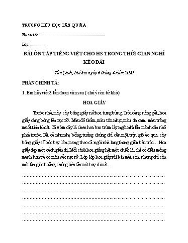 Bài ôn tập Tiếng Việt Lớp 4 - Ngày 6/4 - Năm học 2019-2020 - Trường Tiểu học Tân Quới A