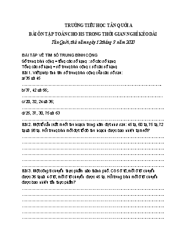 Bài ôn tập Toán Lớp 4 - Ngày 12, 13/3 - Năm học 2019-2020 - Trường Tiểu học Tân Quới A
