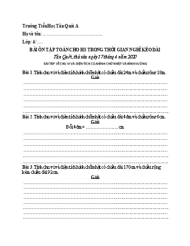 Bài ôn tập Toán Lớp 4 - Ngày 17/4 - Năm học 2019-2020 - Trường Tiểu học Tân Quới A