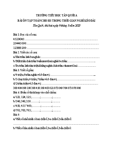 Bài ôn tập Toán Lớp 4 - Ngày 9/3 - Năm học 2019-2020 - Trường Tiểu học Tân Quới A