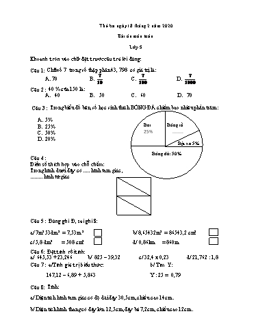 Bài ôn tập Toán Lớp 5 - Ngày 18/2 - Năm học 2019-2020 - Trường Tiểu học Tân Quới A