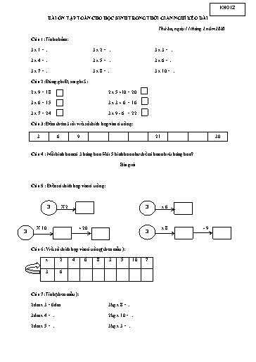 Bài ôn tập Toán, Tiếng Việt Lớp 2 - Ngày 11/2 - Năm học 2019-2020 - Trường Tiểu học Tân Quới A