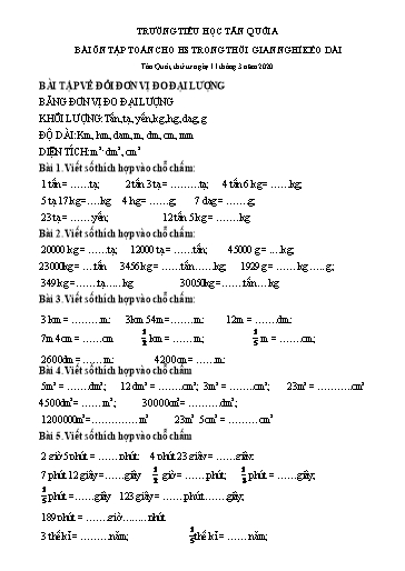 Bài ôn tập Toán, Tiếng Việt Lớp 4 - Ngày 11/3 - Năm học 2019-2020 - Trường Tiểu học Tân Quới A