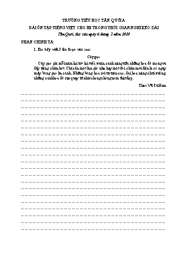 Bài ôn tập Toán, Tiếng Việt Lớp 4 - Ngày 6/3 - Năm học 2019-2020 - Trường Tiểu học Tân Quới A