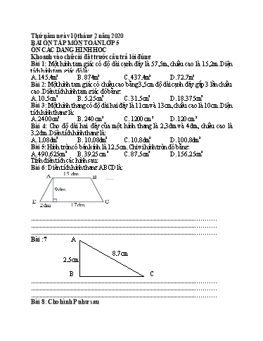 Bài ôn tập Toán, Tiếng Việt Lớp 5 - Ngày 10/2 - Năm học 2019-2020 - Trường Tiểu học Tân Quới A