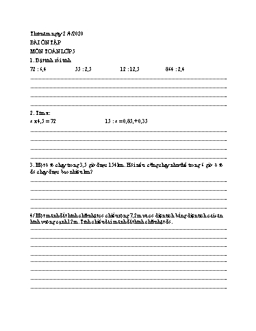 Bài ôn tập Toán, Tiếng Việt Lớp 5 - Ngày 2/4 - Năm học 2019-2020 - Trường Tiểu học Tân Quới A