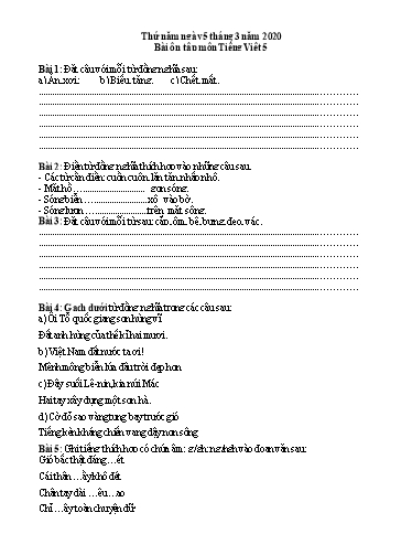 Bài ôn tập Toán, Tiếng Việt Lớp 5 - Ngày 5/3 - Năm học 2019-2020 - Trường Tiểu học Tân Quới A