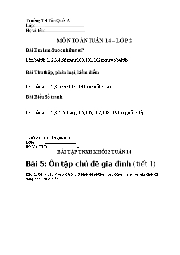 Bài tập các môn Lớp 2 - Tuần 14 - Trường Tiểu học Tân Quới A