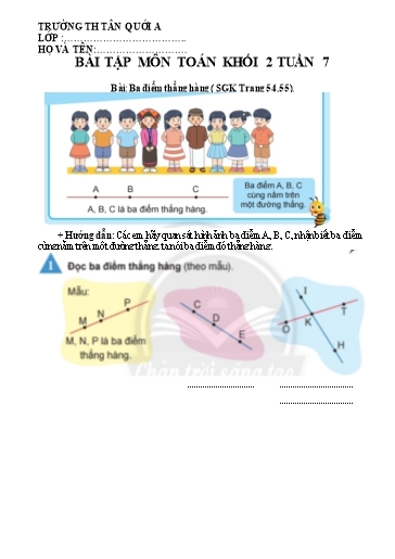 Bài tập các môn Lớp 2 - Tuần 7 - Năm học 2021-2022 - Trường Tiểu học Tân Quới A