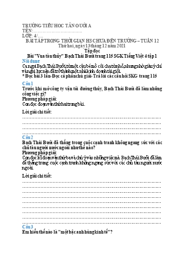 Bài tập các môn Lớp 4 - Tuần 12 - Năm học 2021-2022 - Trường Tiểu học Tân Quới A