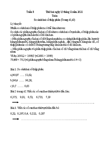 Bài tập các môn Lớp 5 - Tuần 8 - Năm học 2021-2022 - Trường Tiểu học Tân Quới A