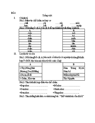 Bài tập ôn tập lần 3 môn TiếngViệt, Toán Lớp 3
