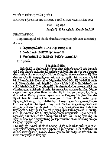 Bài tập ôn tập Tiếng Việt Lớp 4 - Ngày 30/3 - Năm học 2019-2020 - Trường Tiểu học Tân Quới A