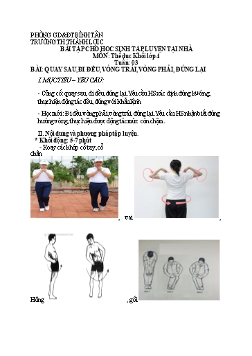 Bài tập Thể dục Lớp 4 - Tuần 3, Bài: Quay sau, đi đều, vòng trái, vòng phải, đứng lại - Trường Tiểu học Thành Lợi C