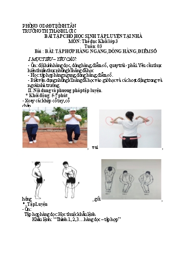 Bài tập Thể dục Lớp 4 - Tuần 3, Bài: Tập hợp hàng ngang, dóng hàng, điểm số - Trường Tiểu học Thành Lợi C
