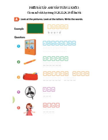 Bài tập Tiếng Anh Lớp 3 - Tuần 12 - Năm học 2021-2022 - Trường Tiểu học Tân Quới A (Có đáp án)