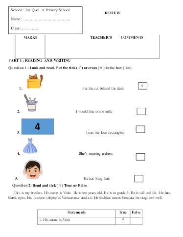 Bài tập Tiếng Anh Lớp 5 - Tuần 0 - Năm học 2021-2022 - Trường Tiểu học Tân Quới A