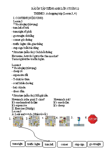 Bài tập Tiếng Anh Lớp 5 - Tuần 12, Theme 3: A shopping trip (Lesson 3, 4) - Trường Tiểu học Thành Lợi C (Có đáp án)