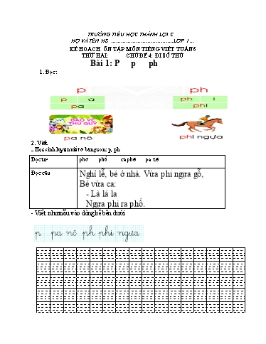 Bài tập Tiếng Việt Lớp 1 - Tuần 6 - Trường Tiểu học Thành Lợi C (Có đáp án)