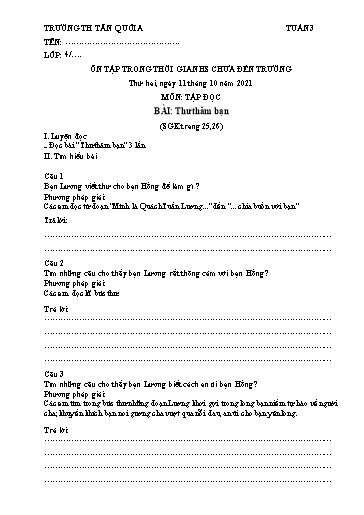 Bài tập Tiếng Việt Lớp 4 - Tuần 3 - Năm học 2021-2022 - Trường Tiểu học Tân Quới A (Có đáp án)