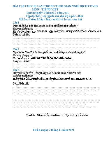 Bài tập Tiếng Việt Lớp 5 - Tuần 6 - Trường Tiểu học Thành Lợi C (Có đáp án)