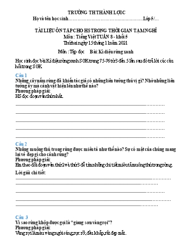 Bài tập Tiếng Việt Lớp 5 - Tuần 8 - Trường Tiểu học Thành Lợi C (Có đáp án)