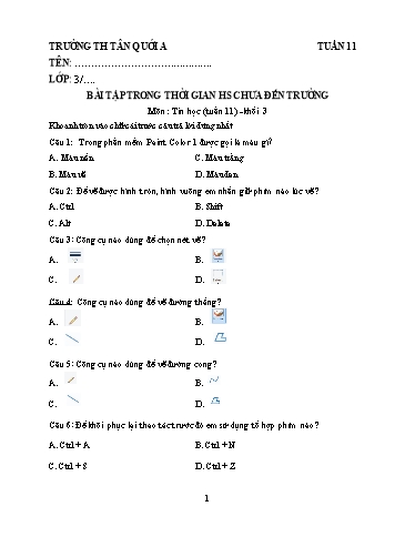 Bài tập Tin học Lớp 3 - Tuần 11 - Năm học 2021-2022 - Trường Tiểu học Tân Quới A (Có đáp án)