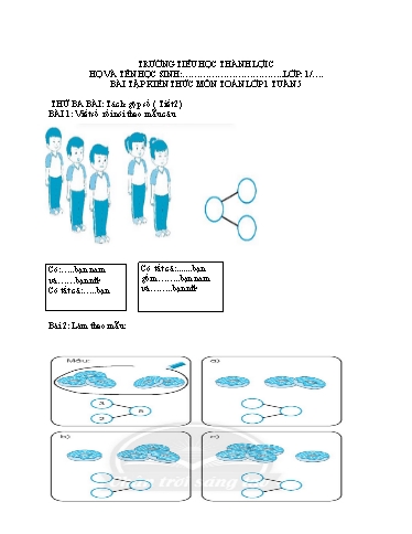 Bài tập Toán Lớp 1 - Tuần 5 - Trường Tiểu học Thành Lợi C (Có đáp án)