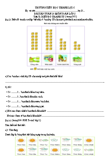 Bài tập Toán Lớp 2 - Tuần 15 - Trường Tiểu học Thành Lợi C (Có đáp án)