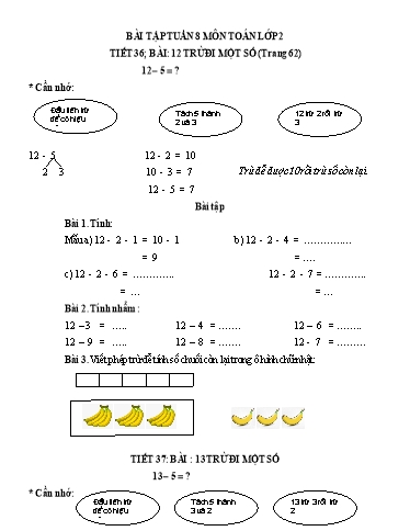 Bài tập Toán Lớp 2 - Tuần 8 - Trường Tiểu học Thành Lợi C (Có đáp án)