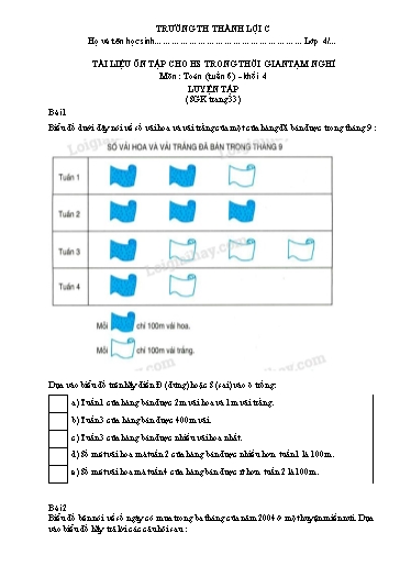 Bài tập Toán Lớp 4 - Tuần 6 - Trường Tiểu học Thành Lợi C (Có đáp án)
