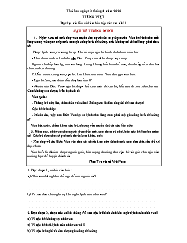 Bài tập Toán, Tiếng Việt Lớp 3 - Ngày 13/4 đến 17/4 - Năm học 2019-2020 - Trường Tiểu học Tân Quới A