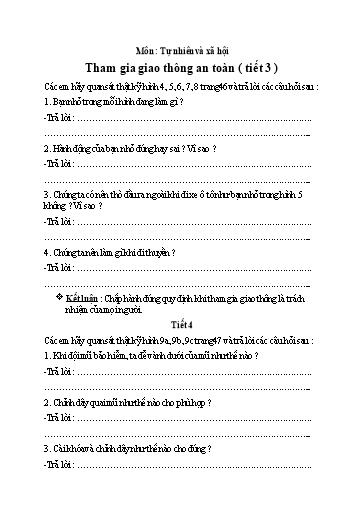 Bài tập Tự nhiên và Xã hội Lớp 2 - Tuần 12 - Trường Tiểu học Thành Lợi C (Có đáp án)