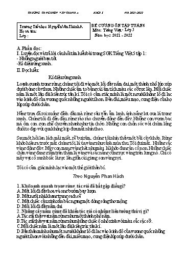Đề cương ôn tập môn Tiếng Việt Lớp 5 - Tuần 6 - Năm học 2020-2021 - Trường TH Nguyễn Văn Thảnh A