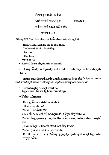 Giáo án Tiếng Việt Lớp 2 - Tuần 1