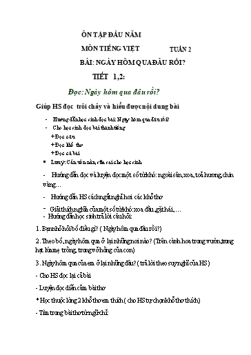 Giáo án Tiếng Việt Lớp 2 - Tuần 2