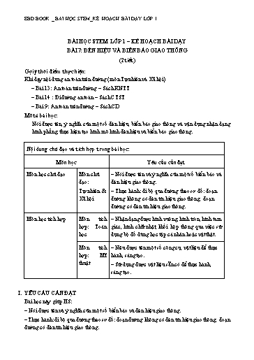 Kế hoạch bài dạy STEM Lớp 1 - Bài 7: Đèn hiệu và biển báo giao thông