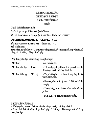 Kế hoạch bài dạy STEM Lớp 2 - Bài 14: Thước gấp