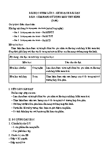 Kế hoạch bài dạy STEM Lớp 3 - Bài 6: Cẩm nang sử dụng máy thu hình
